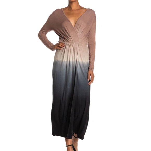 Fraiche By J Dresses & Skirts - NEW Fraiche By J Women Ombre Tie Dye Long Sleeve Maxi Dress Taupe Black